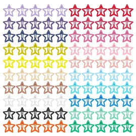 KUBOM Clips de Pelo de Estrella Antideslizantes para Niños Pequeños, Coloridos, Lindos, de Colores Mezclados, Pasadores de Metal para El Cabello, Accesorios para El Cabello para Mujeres y Niñas, 100 P
