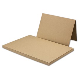 25 x Vintage Kraft Paper Folding Cards DIN A5 148 x 210 mm Sand Brown Recycled 300 g/m² Blank Folding Cards NEUSER PAPIER
