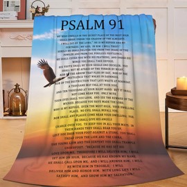 Manta de salmo 91, salmo 91, manta de franela de águila, decoración acogedora, de forro polar, mullida, cálida, suave, ligera, regalos para niñas, mujeres, hombres, sofá, 50 x 40 pulgadas
