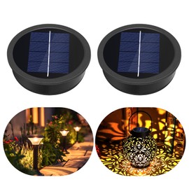 Ddlisu 2-Pack Solar Light Replacement Top, Replacement Solar Light Parts for Lantern (Top 3.23 Inch, Bottom 2.9 Inch), Waterproof LED Replacement for Outdoor Garden, Pathway, Yard Lights & Decor