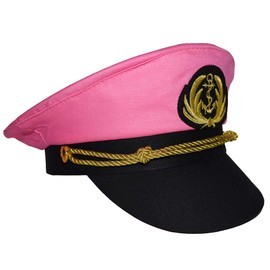 Women's Captain Hat, Bride Captain Hat Boat Admiral Cap, Snapback Nautical Bachelorette Party Hats (Hot Pink)