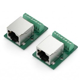 Eldraqth 2 Pcs RJ45 Ethernet Single Female Connector Breakout Board 8 Pin