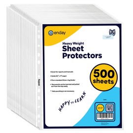 Sheet Protectors, 500 Sheets, 8.5” x 11” Non Glare, Clear Plastic Heavyweight Page Protector for 3 Ring Binder, Acid Free Top Loading Plastic Paper Dry Erase Pocket Sheet Protectors, by Enday