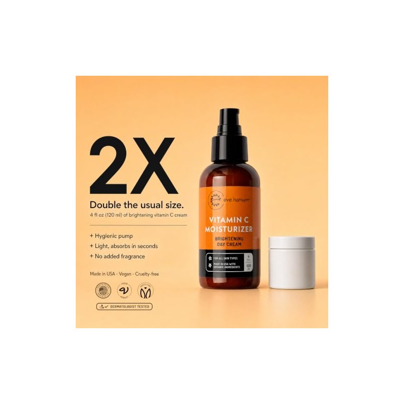 Natural Vitamin C Face Moisturizer - Lightweight, Brightening, Anti Aging