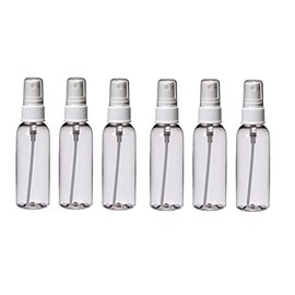 Natural Farms 6 Pack – 2 oz -Clear Cosmo Plastic Bottles – White Fine Mist Atomizer - for Essential Oils, Perfumes, Cleaning Products