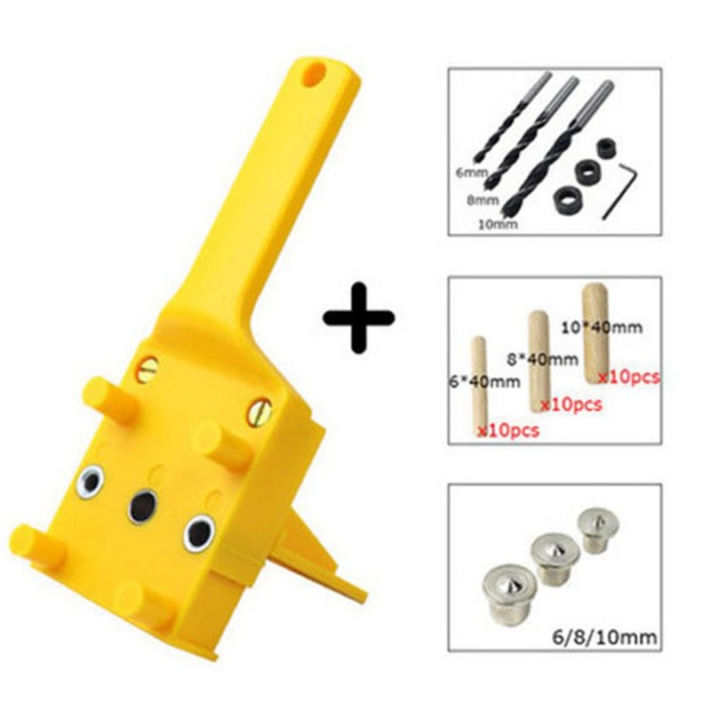 44Pcs Dowel Jig Handheld Dowelling Hole Drilling Guide Tool 6mm