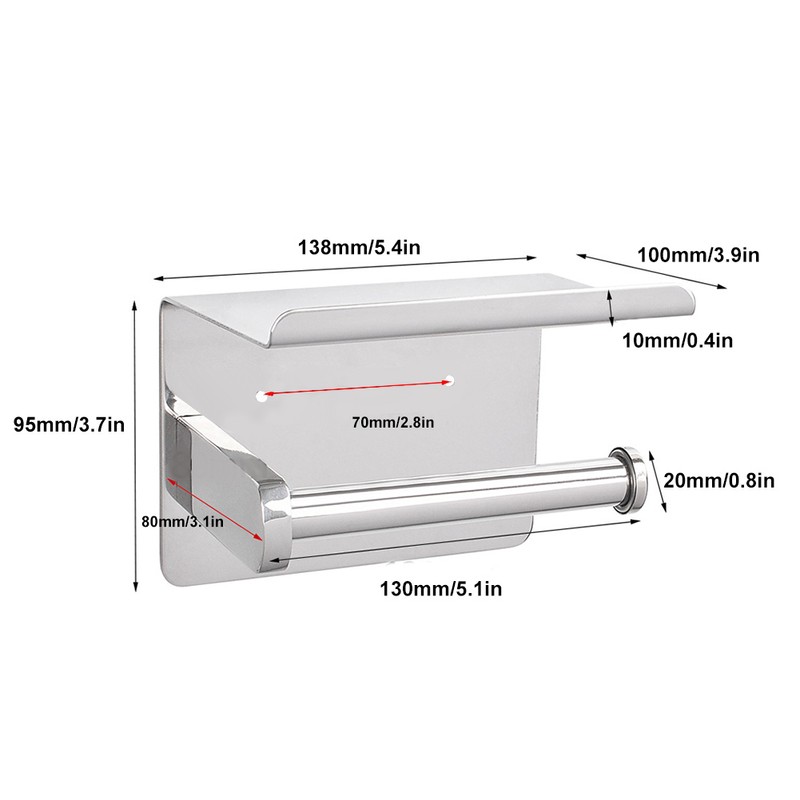 Stainless Steel Wall Mounted Toilet Roll Paper Holder with Mobile
