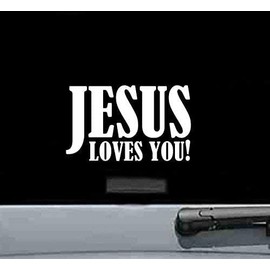 AzQuest Jesus Loves You Vinyl Decal Sticker for Cars LAPTOPS Walls Windows Toolbox Gift | White | 6 inches | AZQ366