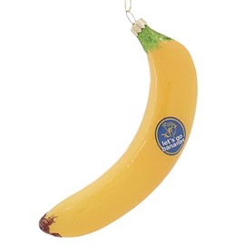 Cody Foster Let's Go Bananas Glass Banana Christmas Ornament, 5 1/2 inches, Yellow