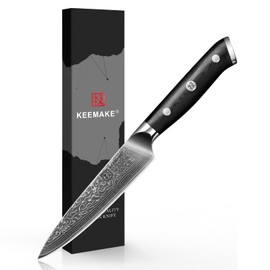 KEEMAKE Kitchen Utility Knife, 5 Inch Chef Knife, 67-Layer Damascus Steel Paring Knife with Ergonomic G10 Handle, Multipurpose Kitchen Knife for Fruit and Vegetable Cutting