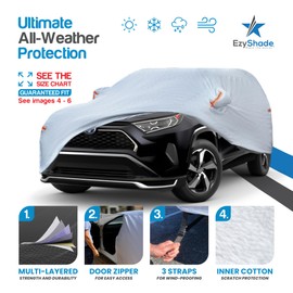 EzyShade 10-Layer SUV Car Cover Waterproof All Weather. See Vehicle Size-Chart for Accurate Fit. Outdoor Full Exterior Covers for Automobiles Heavy Duty Tarp Jeep Rav4 CRV. Size S1 (See SizeChart)