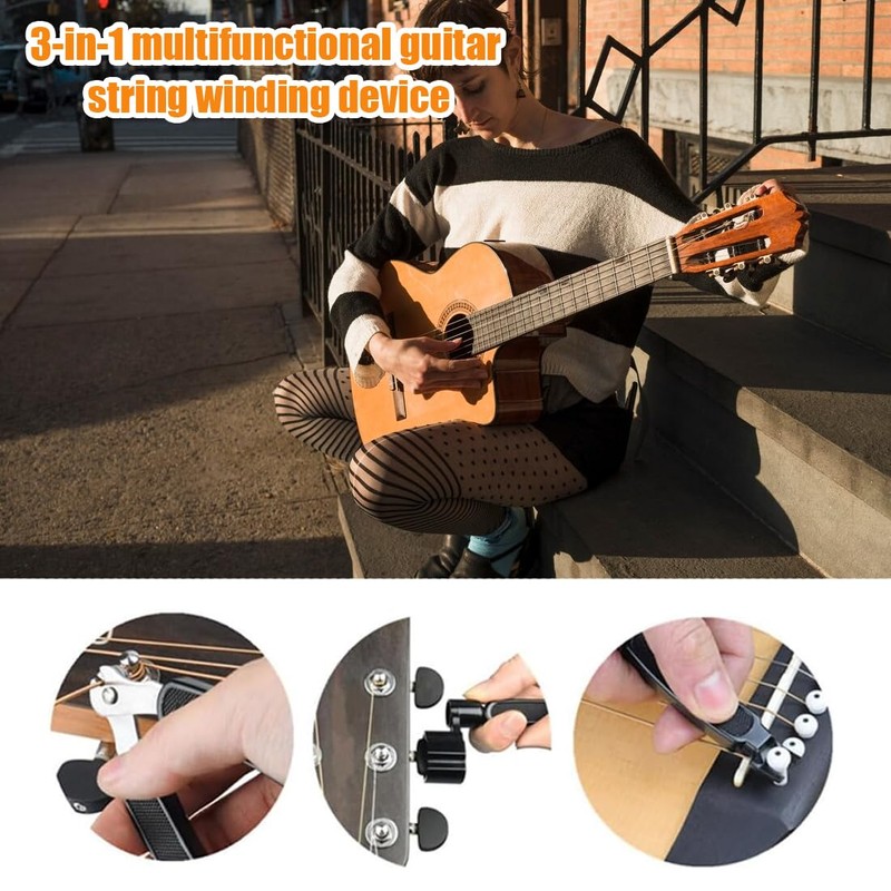 SGERUFZ Guitar String Spindle 3-in-1 String Winder String Cutter String