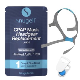Snugell - Correas de repuesto para máscara de cara completa AirFit ResMed F20 (1 unidad), clips incluidos, nailon elástico, color gris/azul (mediano)