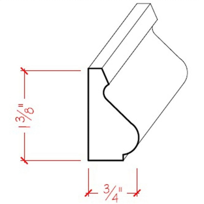 EWBC14 Colonial 1-3/8" Tall x 3/4" Base Cap Moulding. Unfinished,