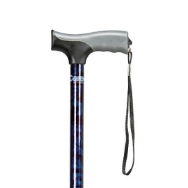 Carex Soft Grip Walking Cane with Strap, Anti-Slip Walking Cane for Easy Maneuvering, Walk Stick for Seniors & Adults with Added Support and Adjustable for Balance, Supports up to 250 lbs, Blue Marble