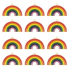 JJGrace 40 pcs Gold Plated Rainbow Clouds Enamel Dainty Dangle Rainbow Pendants Charms for Jewelry Making Necklace Bracelet