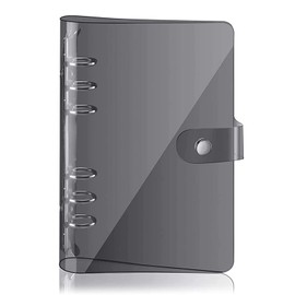 A6 Ring Binder Cover Soft PVC 6 Hole Ring Binder Refillable Paper Binder Waterproof Loose Leaf Notebook Folder Personal Planner Binder Cover for Diary, Office, Home, School-Black