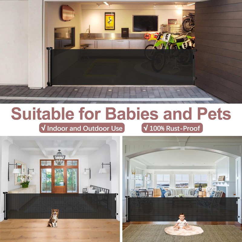 85" Wide Retractable Baby Gate for Stairs, Long Dog Gate,