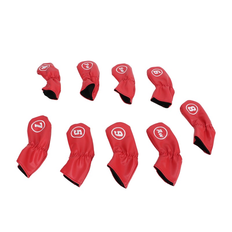 9Pcs Golf Iron Head Covers PU Waterproof Golf Club Headcovers