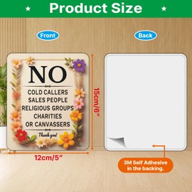 No Cold Callers Sign 15 x 12cm No Sales People Sign Sturdy Plastic No Religious Groups Sign Weatherproof No Charities Sign, Indoor or Outdoor Use, Easy To Install, 2 Pack