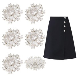 AHANDMAKER 6 Pcs Flower Rhinestone Buttons, CZ Crystal Buttons Sliver Shank Buttons Clothing Decorative Button with Single Hole for Sewing Embellishments DIY Craft Jewelry Wedding Decoration