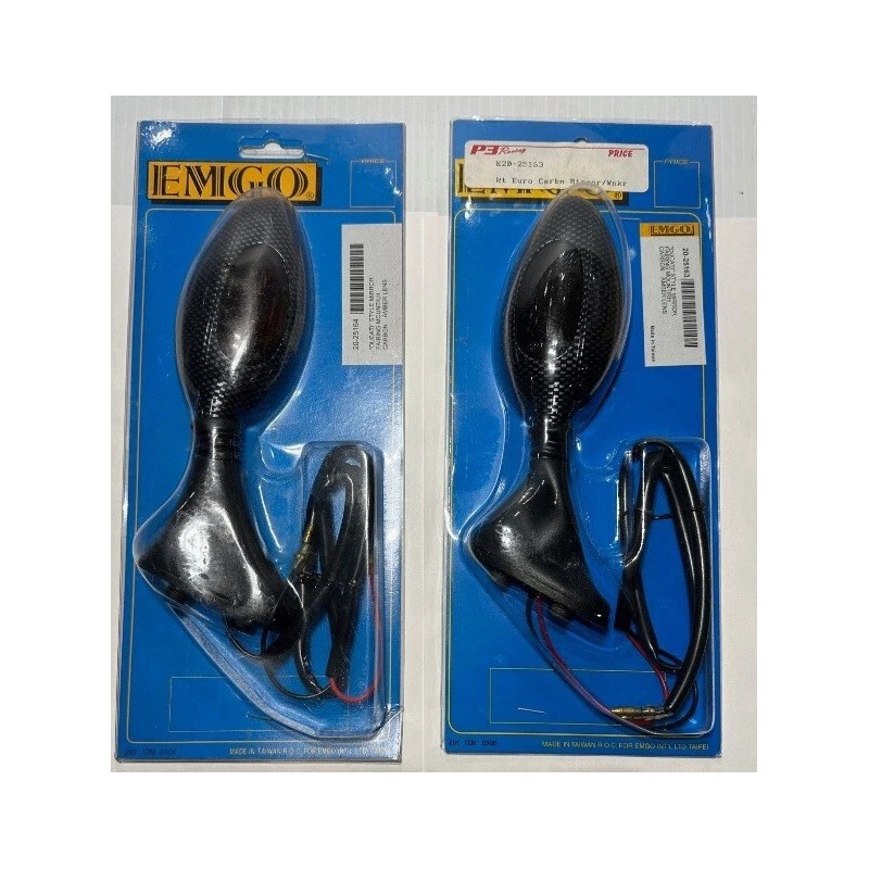 Emgo Ducati Style Lighted Turn Signal Sport Bike Fairing Mirrors,