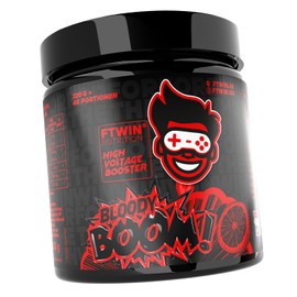 FTWIN HIGH VOLTAGE BOOSTER | For Gamers and E-PORTLERS | Reflex - Focus - Energy - Endurance | 320 g = 40 Servings (320 g, Bloody Boom)