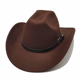 Willheoy Cowboy Hat for Women Men Wide Brim Cowgirl Hats Fedora Hat Western Cowboy Costume, Coffee, 7-7 1/4