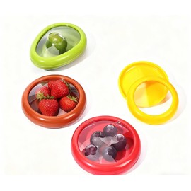 4PCS Silicone Food Storage Containers With Lids- Anti-Oxidation Avocado Saver & Onion/Lemon/Garlic,Tomato Keeper, Reusable Fresh Pods for Fridge Freezer, Fruit Vegetable Storage BoxesDishwasher Safe