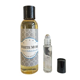 Large Perfume Oil Refill Bottle - Scented Body Oil, Musk Oil Fragrances, Fragrance Oil for Soap Making, Scented Oil for Candles, Essential Oil Roller Ball Glass Bottle, 4 oz (White Musk)