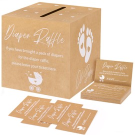 CCINEE 51pcs Diaper Raffle Box Set for Baby Shower Party, Gender Reveal Diaper Raffle Tickets for Baby Shower Games Invitations Diaper Raffle Cards Sign