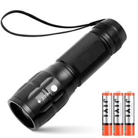 Hobaca LED Flashlight Mini - Ultra Bright Zoomable Aluminum Handheld Torch, 3xAAA Battery Powered, Strong Beam for Outdoor/Camping/Hiking (Black)