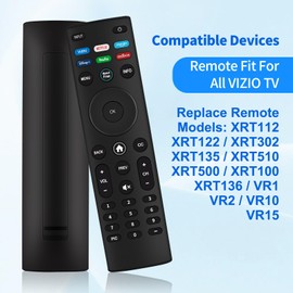 XRT140 Replacement Universal Remote for Vizio TV Remote Control for Vizio Smart TVs, Works with D/E/M/P/V/PX/OLED Series & SmartCast - No Setup Needed! (Compatible with XRT136, XRT260, XRT270 & More)