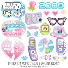 Big Dot of Happiness 00s Y2K - 2000s Party Photo Booth Props Kit - 20 Count