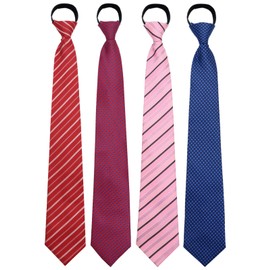 Luckyvestir Pre tied Zipper Ties for Men, Adjustable Tie Set, 3.15" Mens Tie Neckties Pack for Graduation Casual Work (Blue,pink,red,burgundy,white)