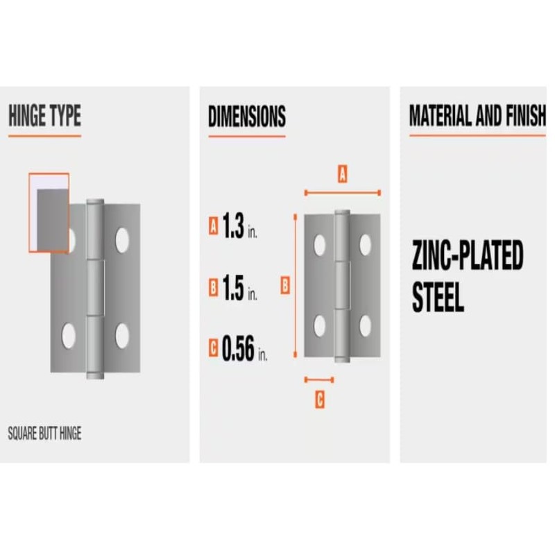 1-1/2 in. Zinc-Plated Narrow Utility Hinge (10-Pack)