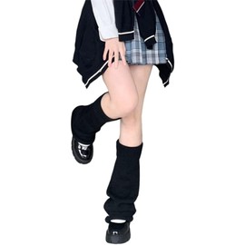 Warm Leg Warmers Women's Loose Knitted Leg Warmers Kawaii Winter Long Leg Warmers Y2K Thermal Leg Warmers Gothic Punk Legwarmers Warm Knee Socks for Students Girls, black