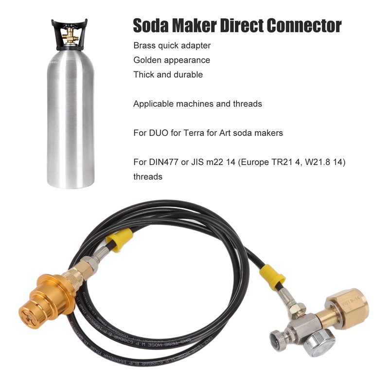 Soda Maker Adapter Hose Kit 1.5m Black Hose with Gold