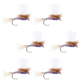 The Fly Fishing Place Parachute Purple Haze Classic Trout Dry Fly Fishing Flies - Set of 6 Flies Size 16