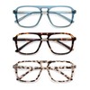 AMOMOMA 3 Pack Trendy Aviator Reading Glasses for Women Men