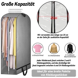 Garment Protection Cover, Pack of 2 Clothes Bags, Clothes Bags with Zip, 110 x 60 x 25 cm, Garment Bag, Suit Bag for Travel, Storage, Breathable Garment Bags, Grey
