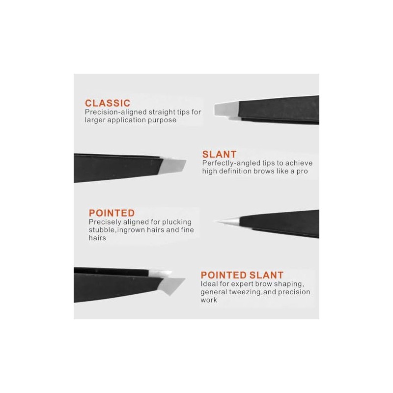 The Élan Bare Precision Set 4-Piece Professional Stainless Steel Tweezer