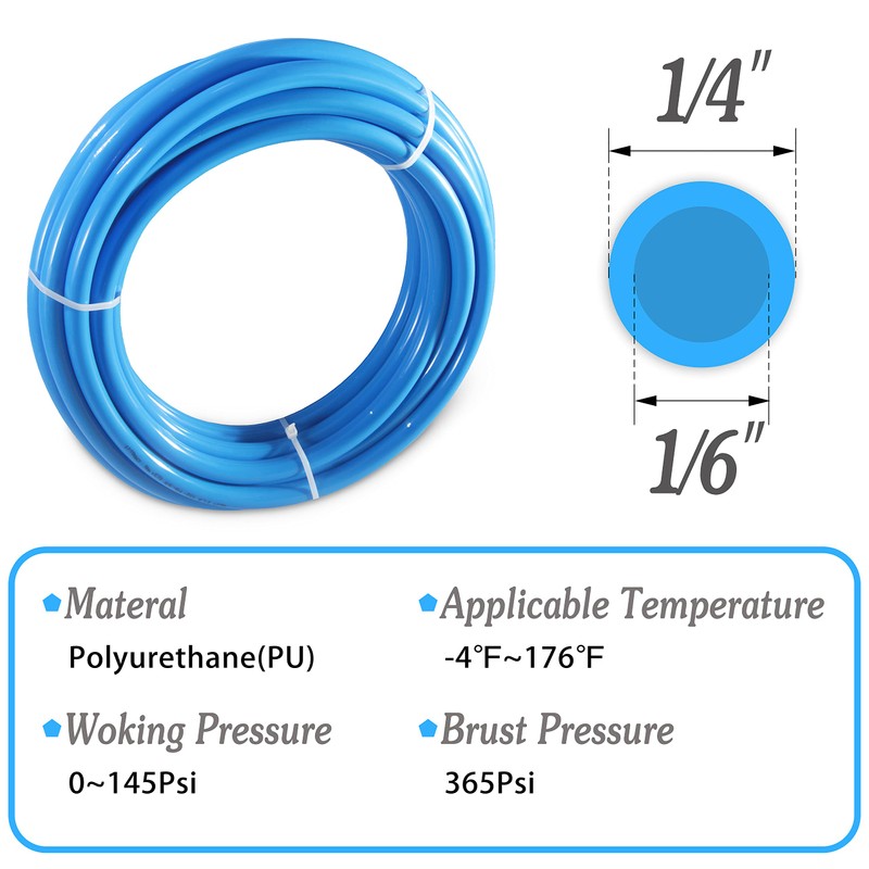 MSAEIQUN Pneumatic Tubing Blue PU Air Hose Pipe Tube Kit