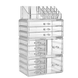Makeup Organizer Dresser Cosmetic Storage - Clear Acrylic Jewelry Brush Holder Set, 6 Small Drawers, 3 Large Drawers and 2 Square Drawers, Great for Bathroom, Dresser, Vanity and Countertop