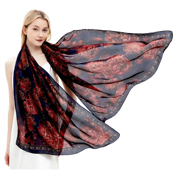 Silk Scarf for Women Fashion Long Satin Lightweight Large Shawl