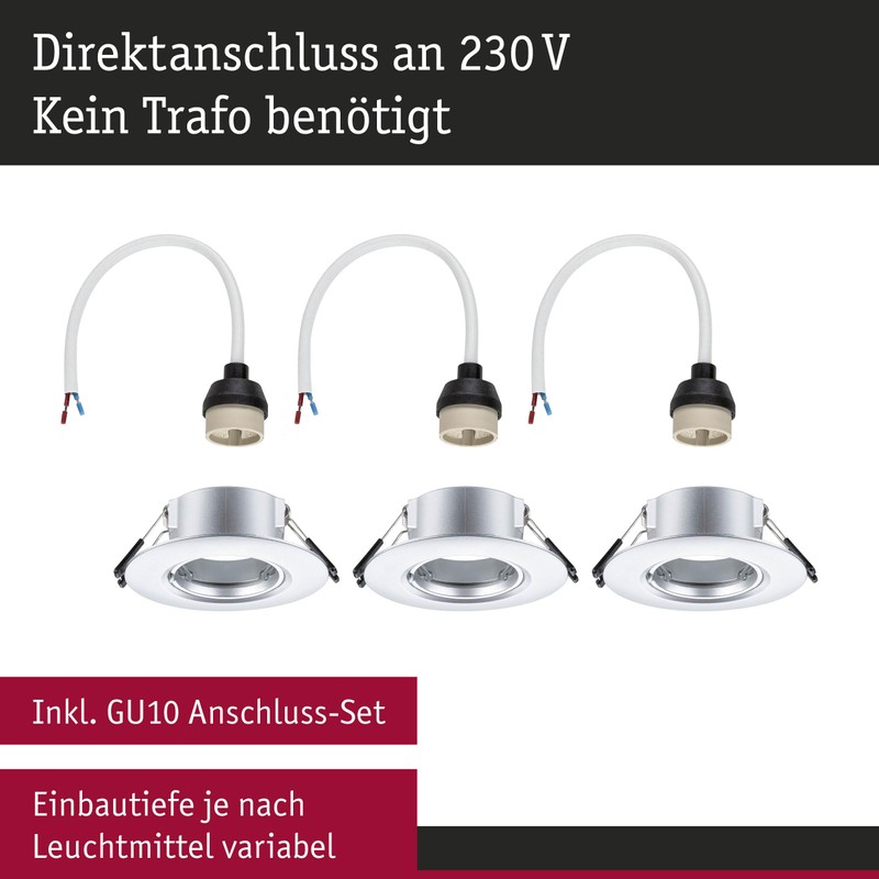 Paulmann 92113 Recessed Light Set of 3 Rigid Round 90