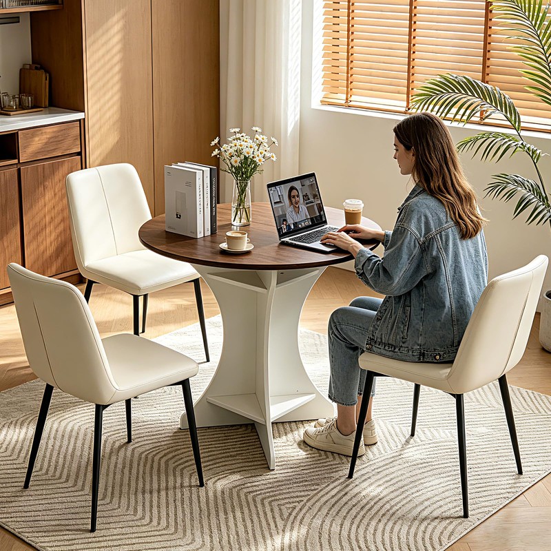 Lightdot 32" Round Dining Table Modern Circle Small Kitchen Table