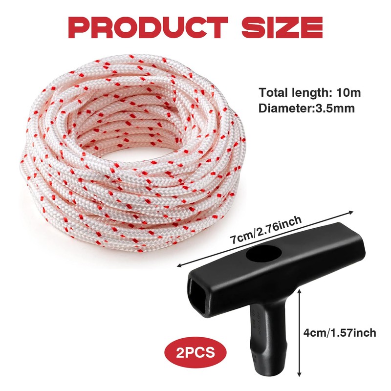 10 Metre Cable Pulley Lawn Mower Electric Pull Rope with