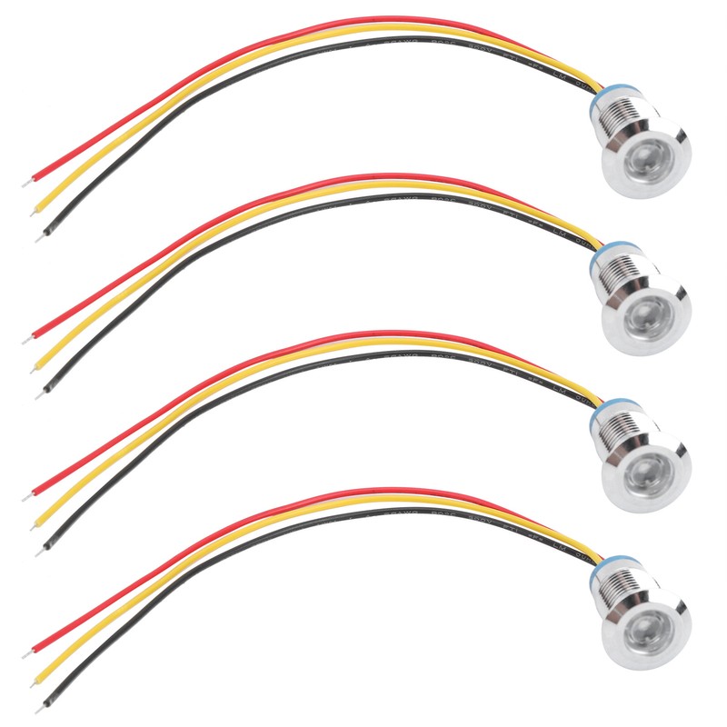 4 Sets PreWired Round LEDs Waterproof 2Color Light Common Anode