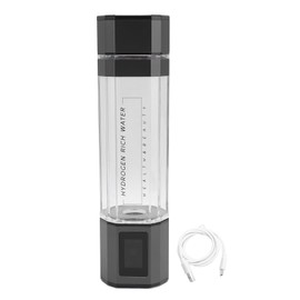 Ausla Wasserstoff Wasserflasche, 5V 300ml 5000PPB 2 Modi Wiederaufladbarer Hydrogen Water Bottle, Glas-Wasserstoff Wassergenerator, 5/10Min schnelle Elektrolyse für Reisen, Sport (BLACK)